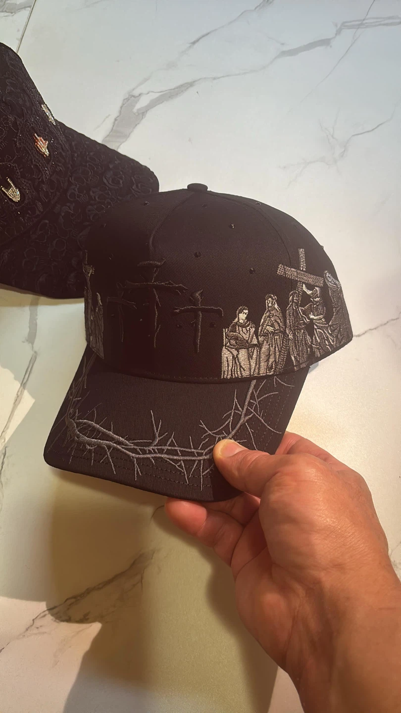 Black Baseball Cap with Religious Imagery - photo 4