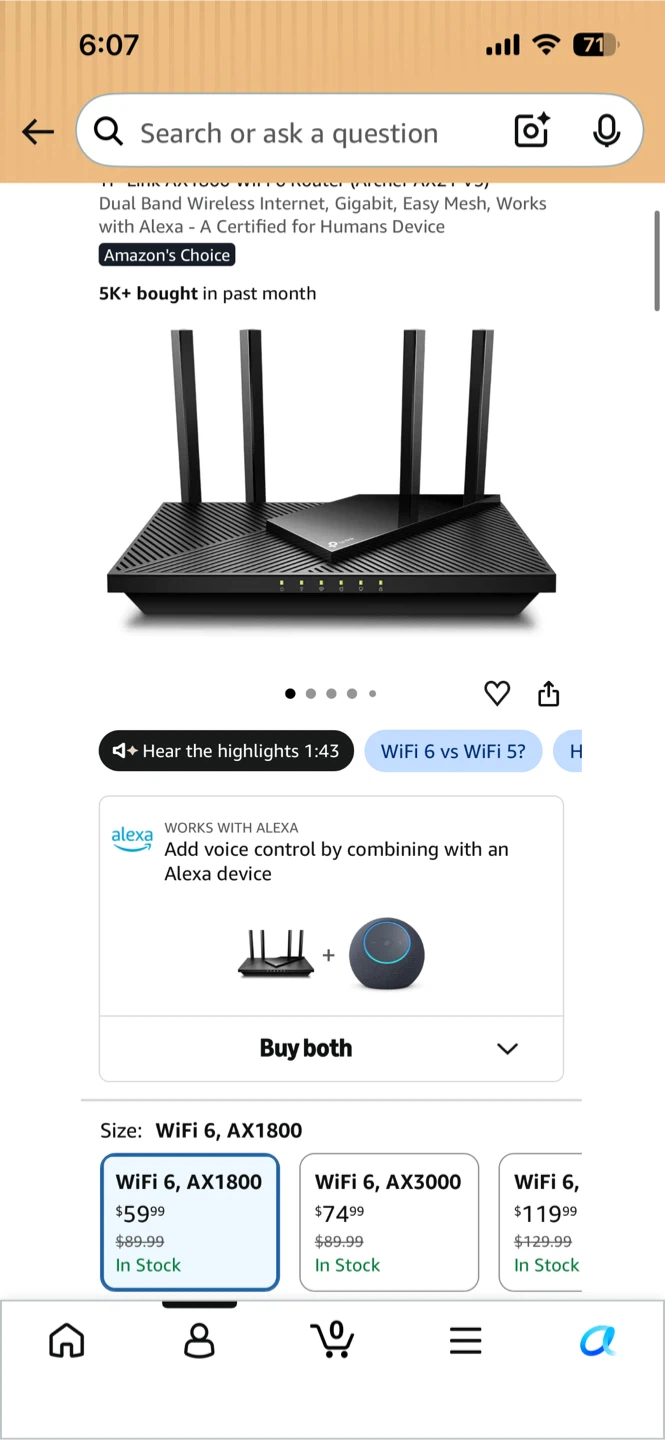 TP-Link AX1800 WiFi 6 Router Archer AX21