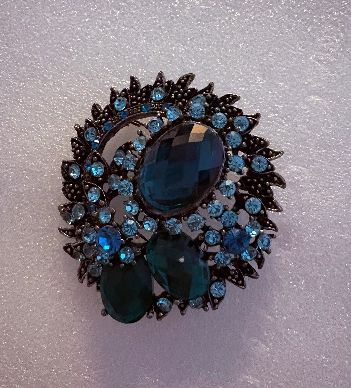 Van age Blue Rhinestone Brooch pendant - photo 2