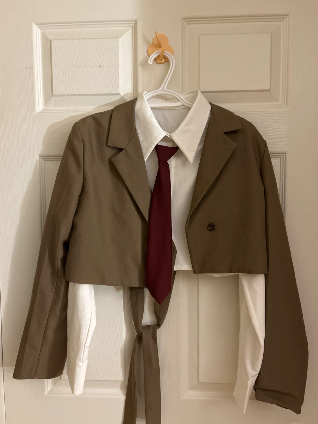 Cropped Blazer and Shirt Set with Tie size S