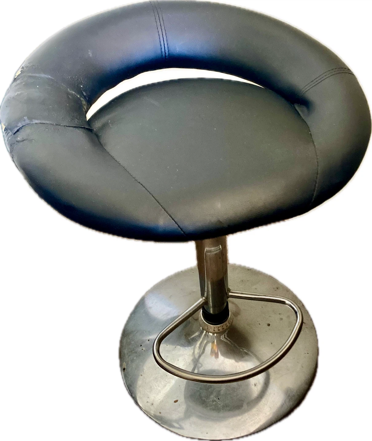 Black Adjustable Bar Stool with Foot Support