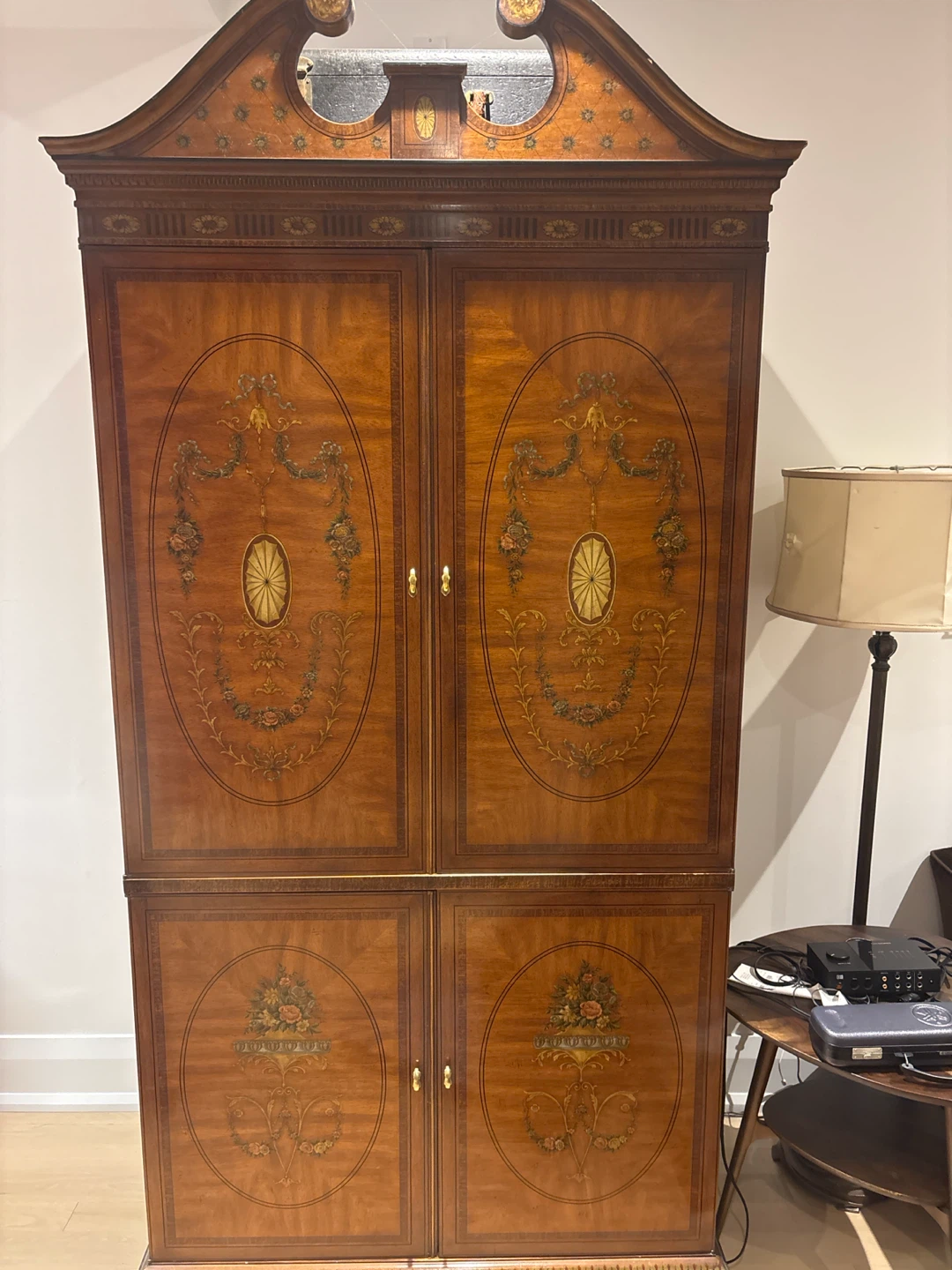 Vintage Hand-Painted Wooden Armoire