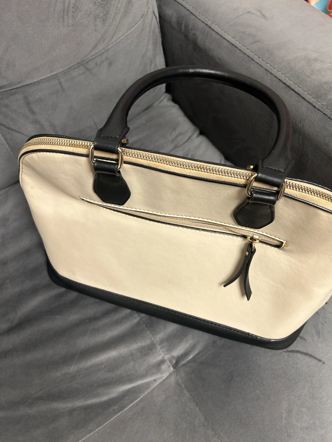 Cream and Black Dome Satchel Handbag - photo 2