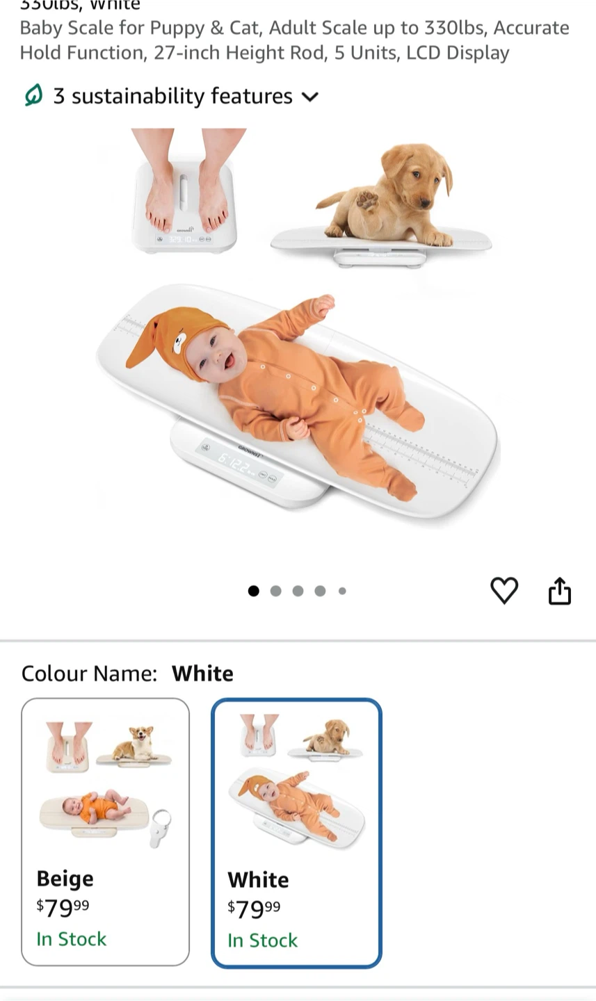 GROWNS Baby & Pet Scale - White - photo 3