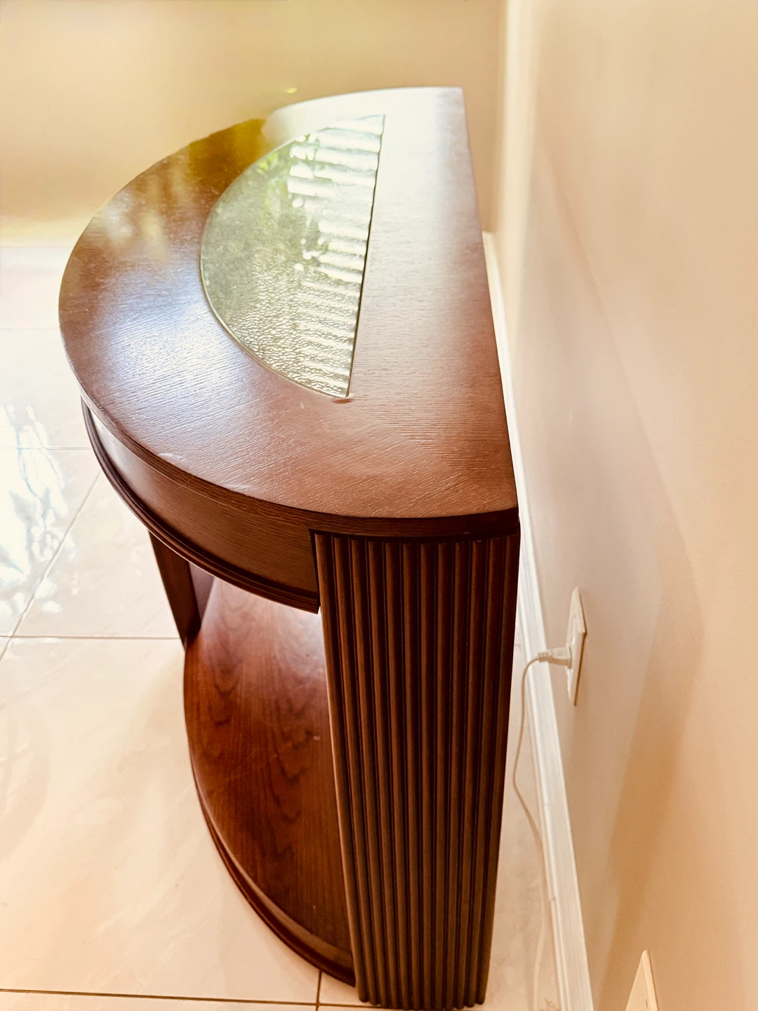 Half-Moon Console Table with Glass Inlay - photo 5