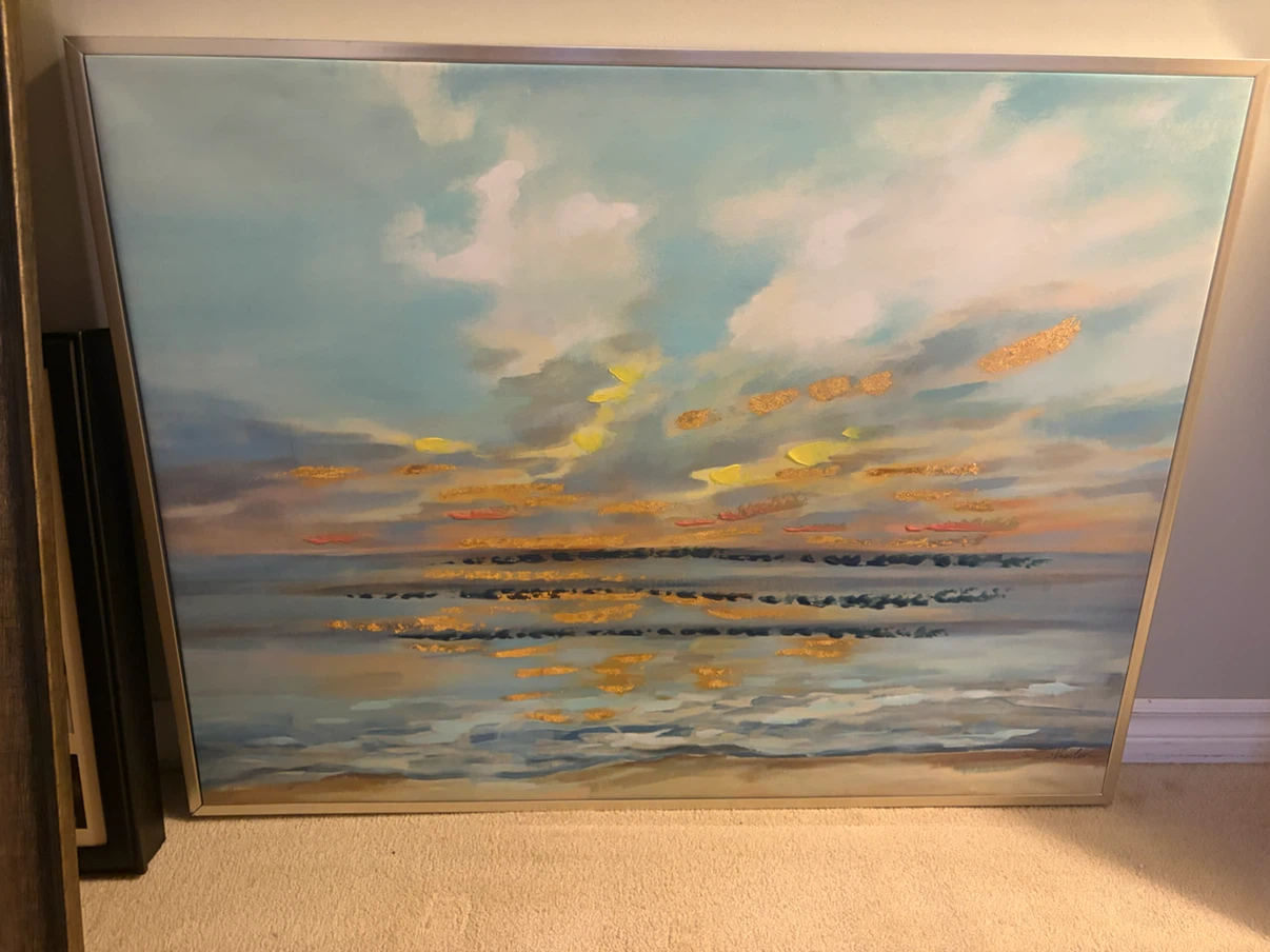 Large Framed Canvas Wall Art - Sunset Seascape