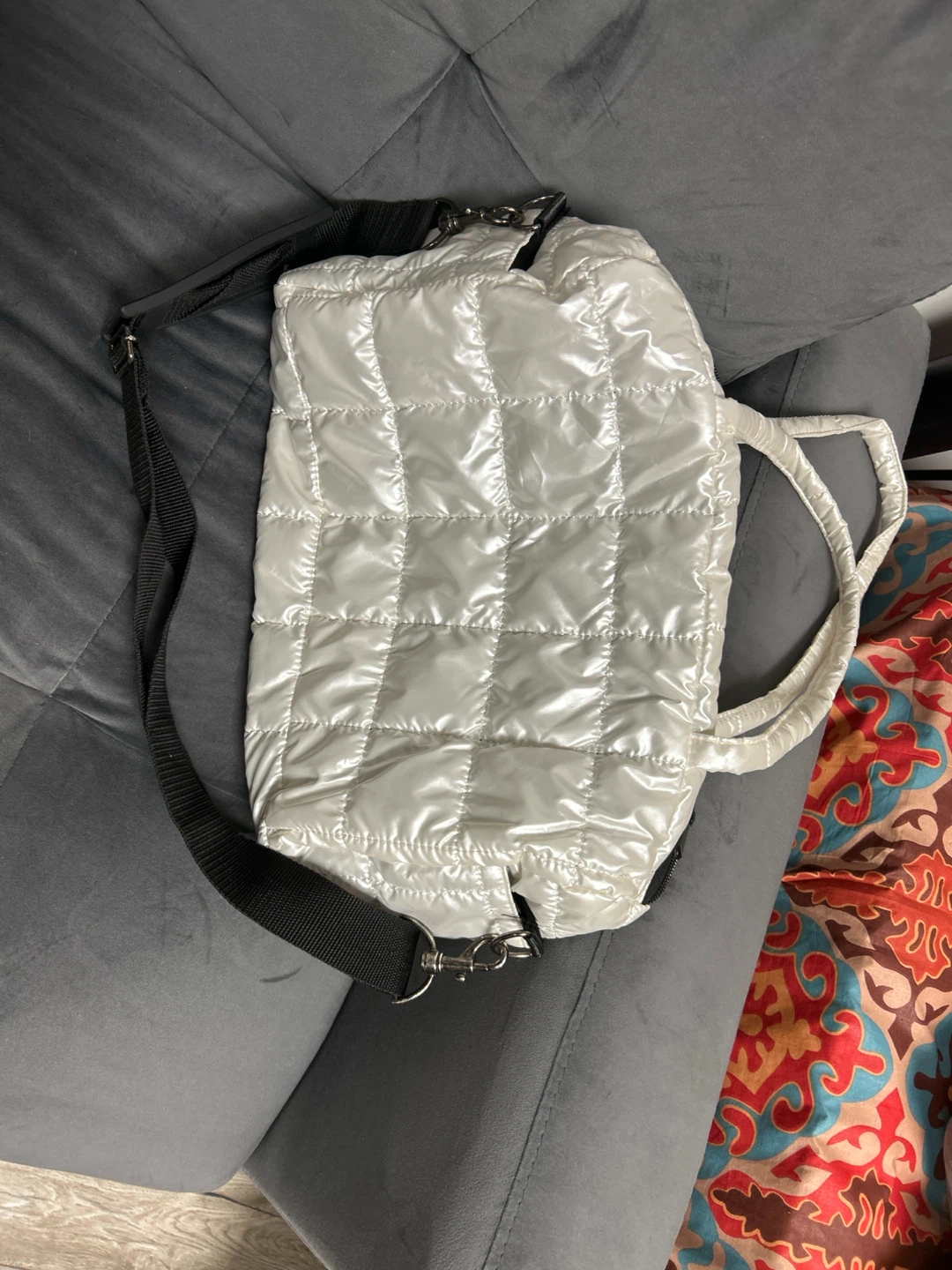 White Quilted Puffer Tote Bag