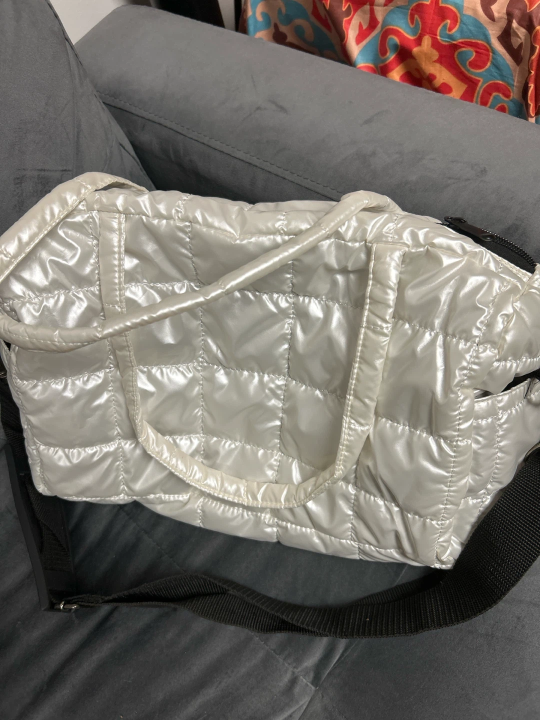 White Quilted Puffer Tote Bag - photo 2