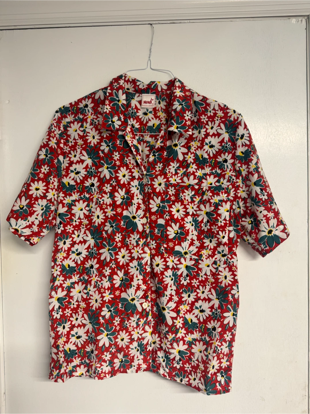 Mondi Red Floral Button-Up Shirt Size S