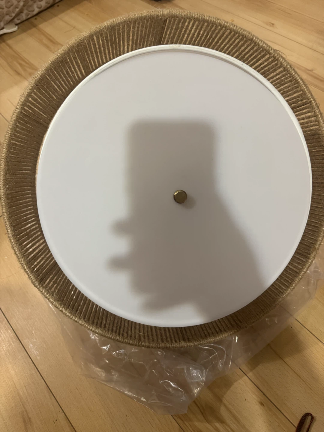 18" Hemp Rope & Fabric Gold Ceiling Light - photo 3