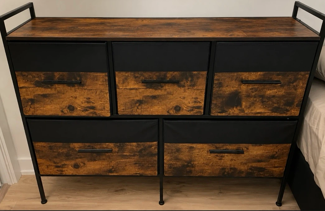 Rustic Industrial 5-Drawer Dresser