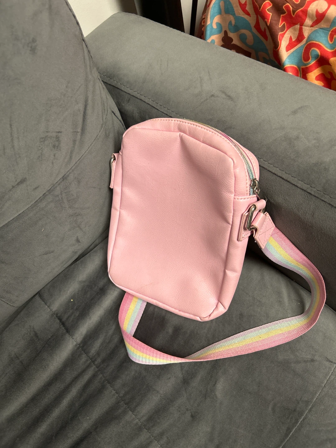 Pink Crossbody Bag with Rainbow Strap - photo 2
