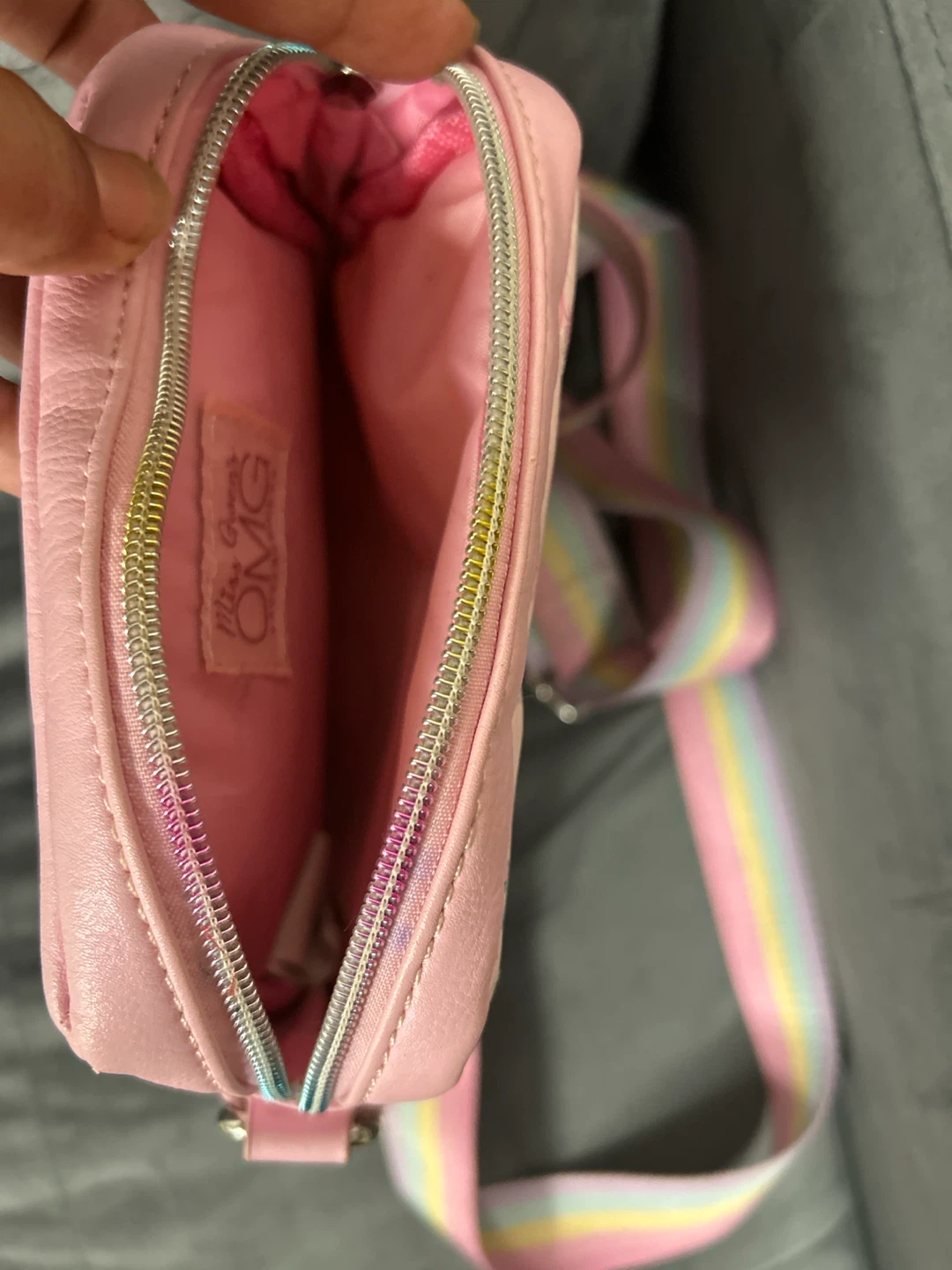 Pink Crossbody Bag with Rainbow Strap - photo 3