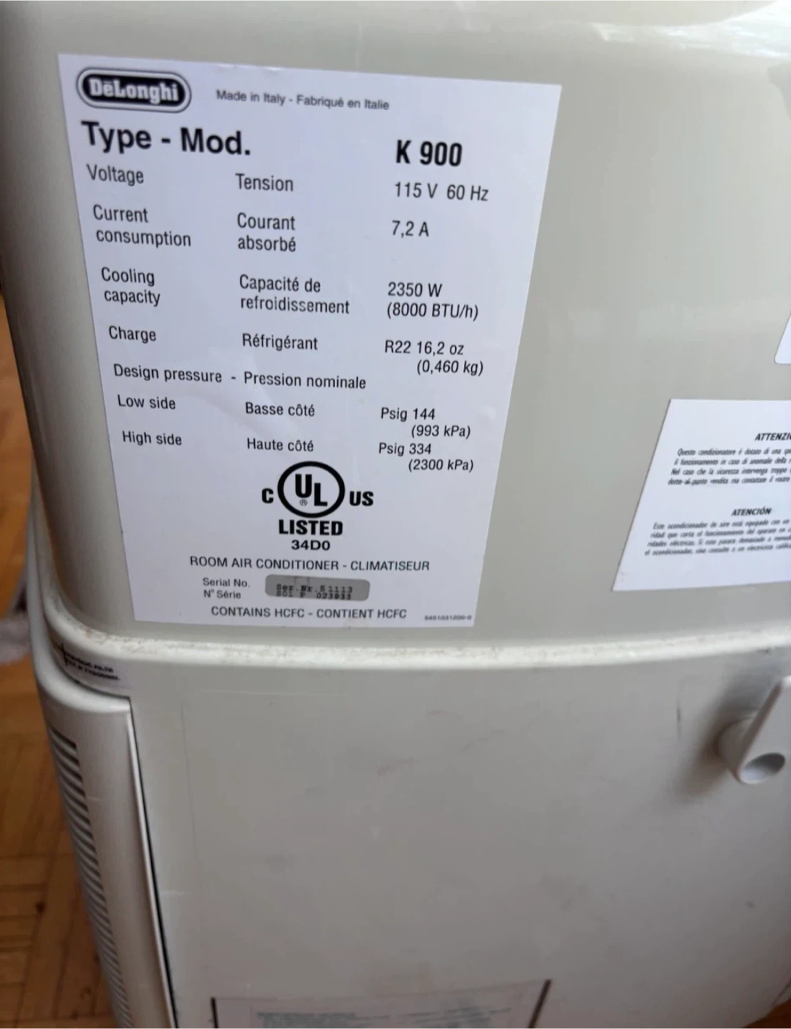 DeLonghi Pinguino K900 Portable Air Conditioner - photo 3