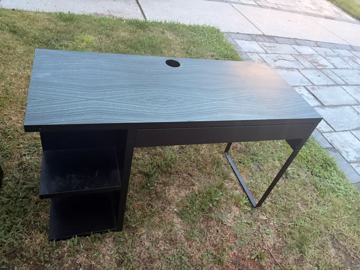 Black Ikea Wood Grain Desk with Drawer