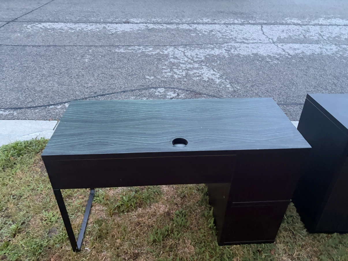 Black Ikea Wood Grain Desk with Drawer - photo 2