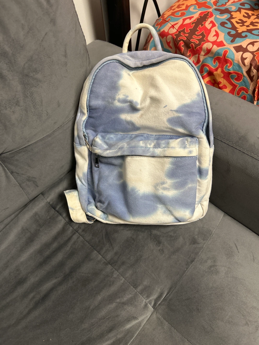 Blue and White Tie-Dye Mini Backpack