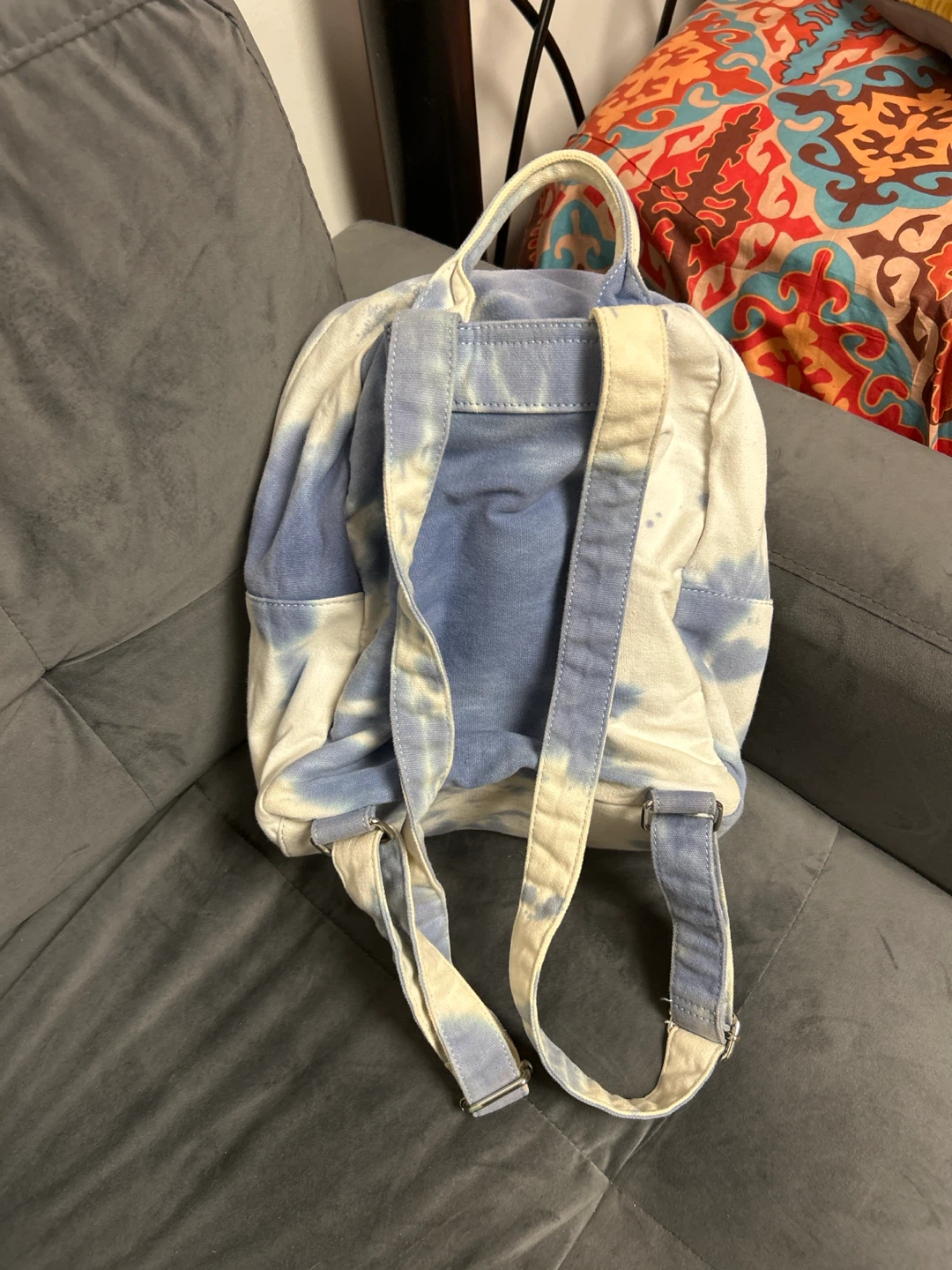 Blue and White Tie-Dye Mini Backpack - photo 2