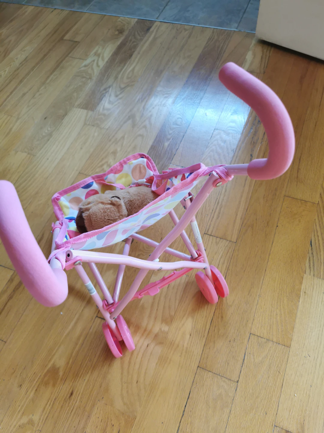 Pink Doll Stroller with Patterned Seat - photo 2