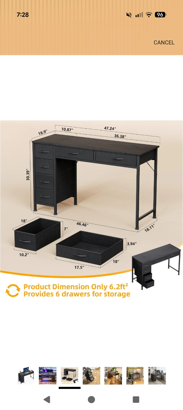 Black 6-Drawer Computer Desk - photo 2
