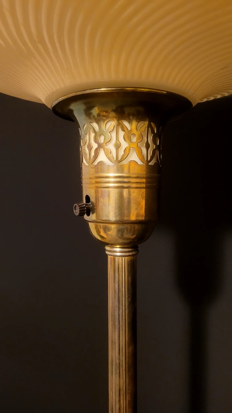 Antique Brass & Marble Torchiere Lamp - photo 4