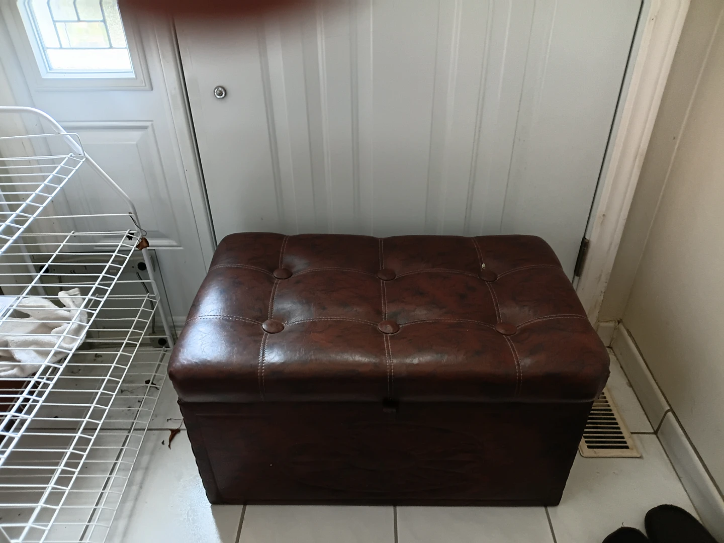 Brown Tufted Storage Ottoman
