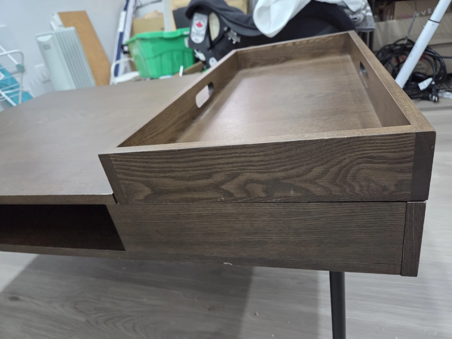 Cozey Mensa Dark Wood Coffee Table with 2 Removable Trays - photo 4