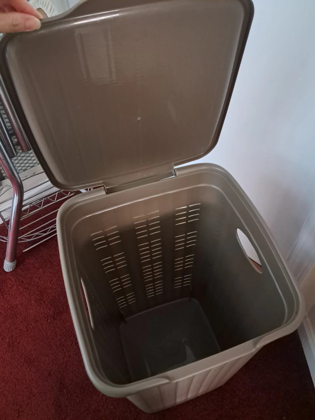 Tan Plastic Laundry Hamper with Lid - photo 2