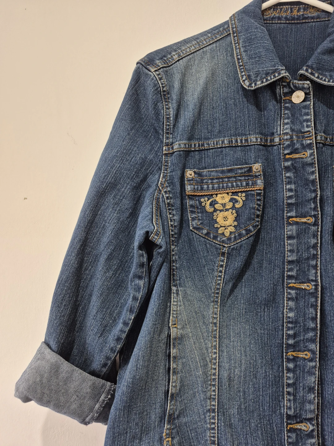Kikit Jeans Jacket Pockets Embroidered Y2K - photo 2