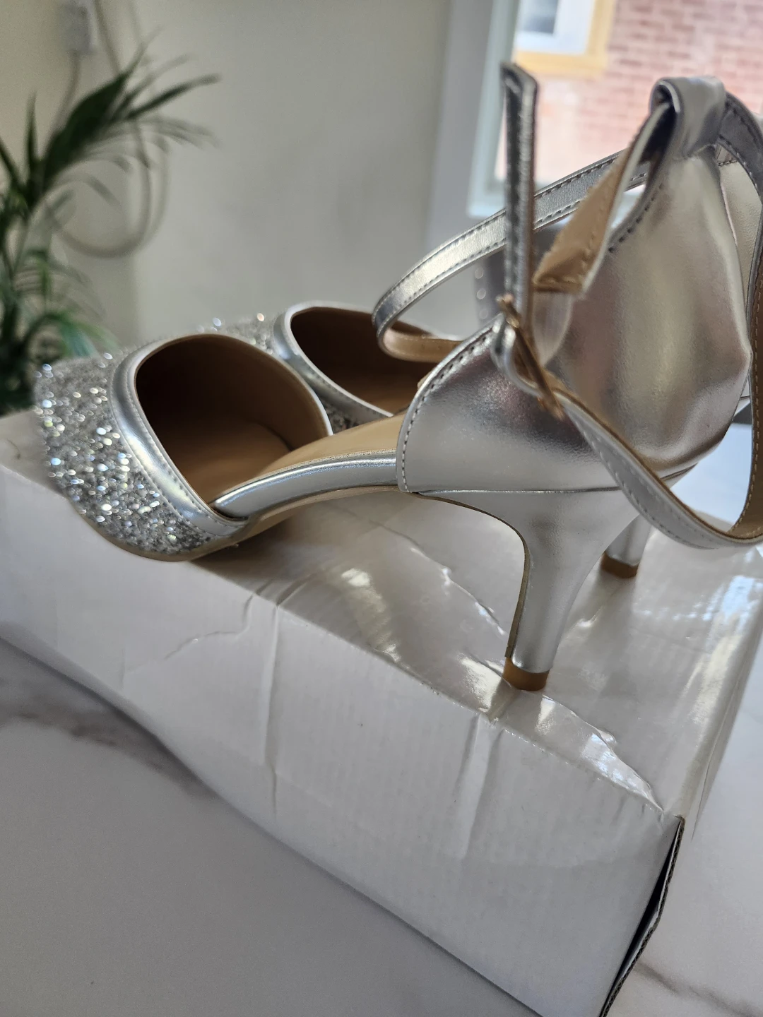 New Silver Glitter Heels with Ankle Strap - photo 2