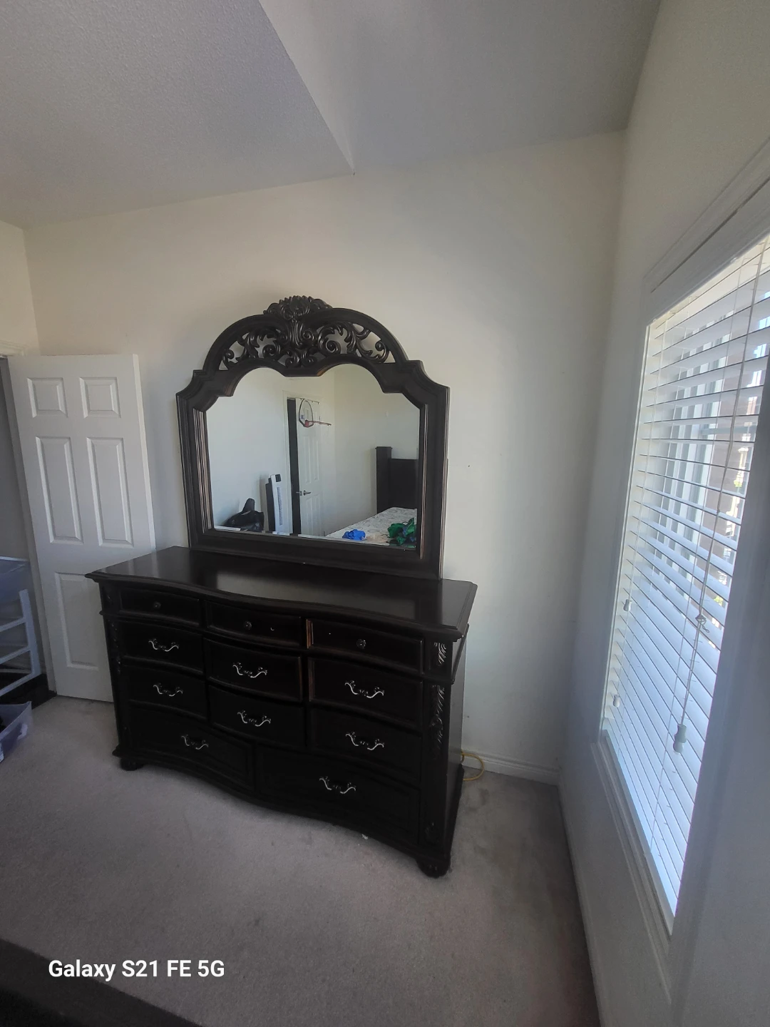 Dark Wood Dresser with Mirror