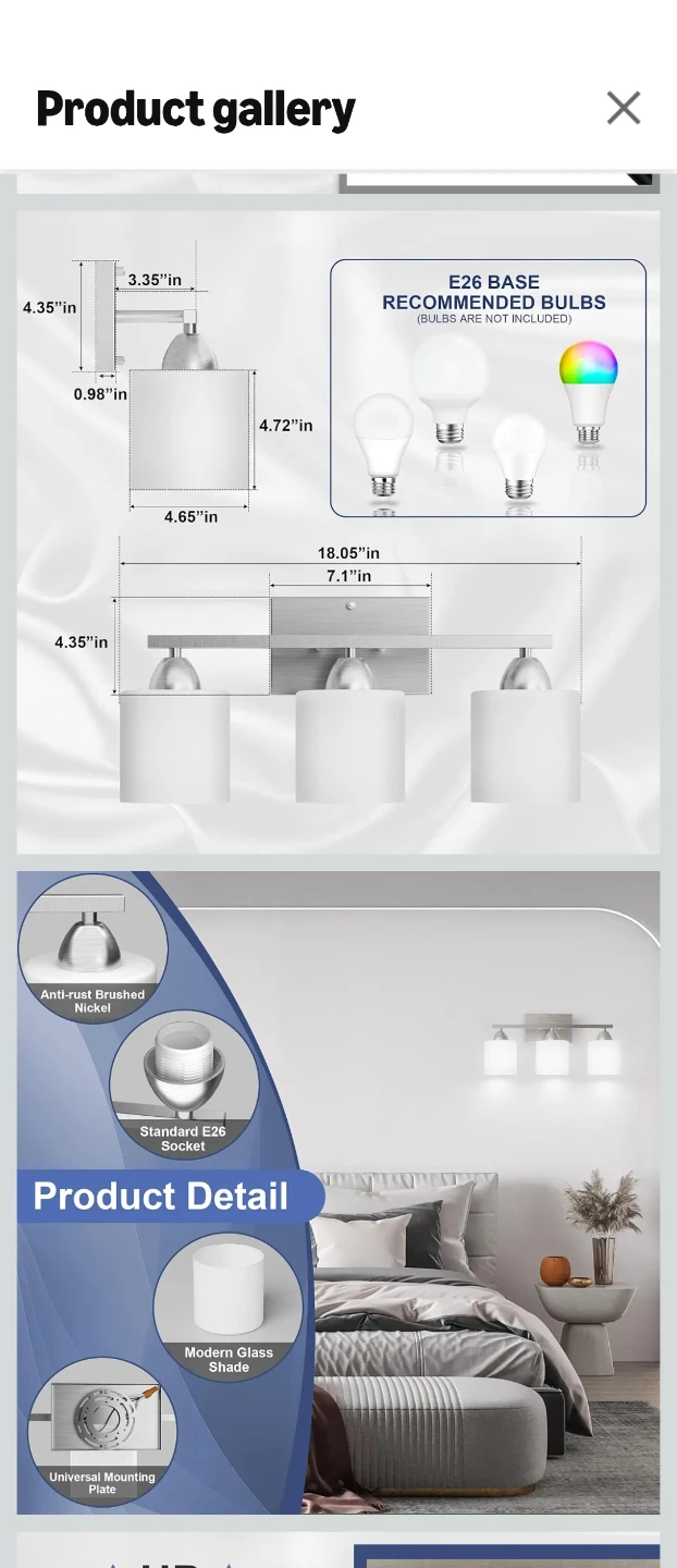 3-Light Vanity Light Fixture - photo 2