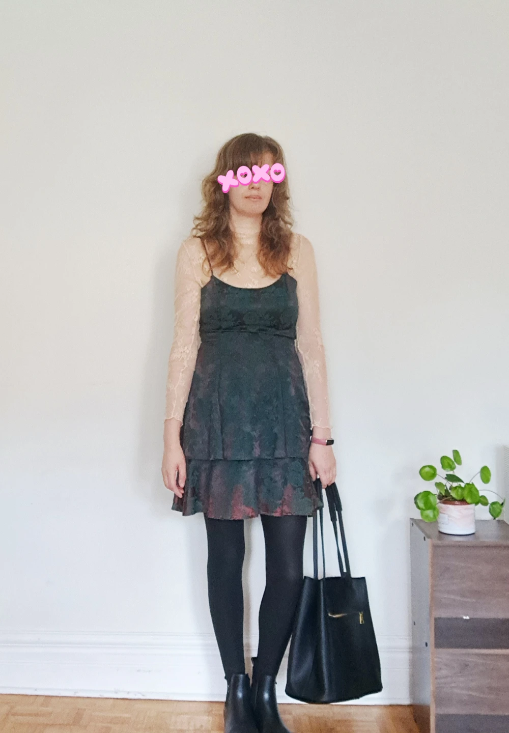 Vintage Emerald Green Floral Textured Dress