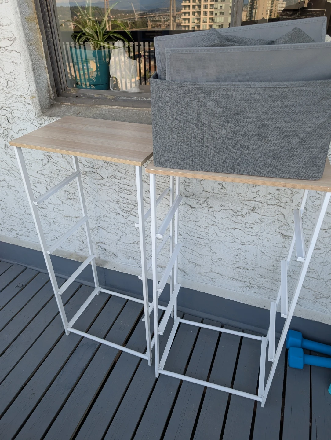 White Metal Storage Dresser with Wood Top