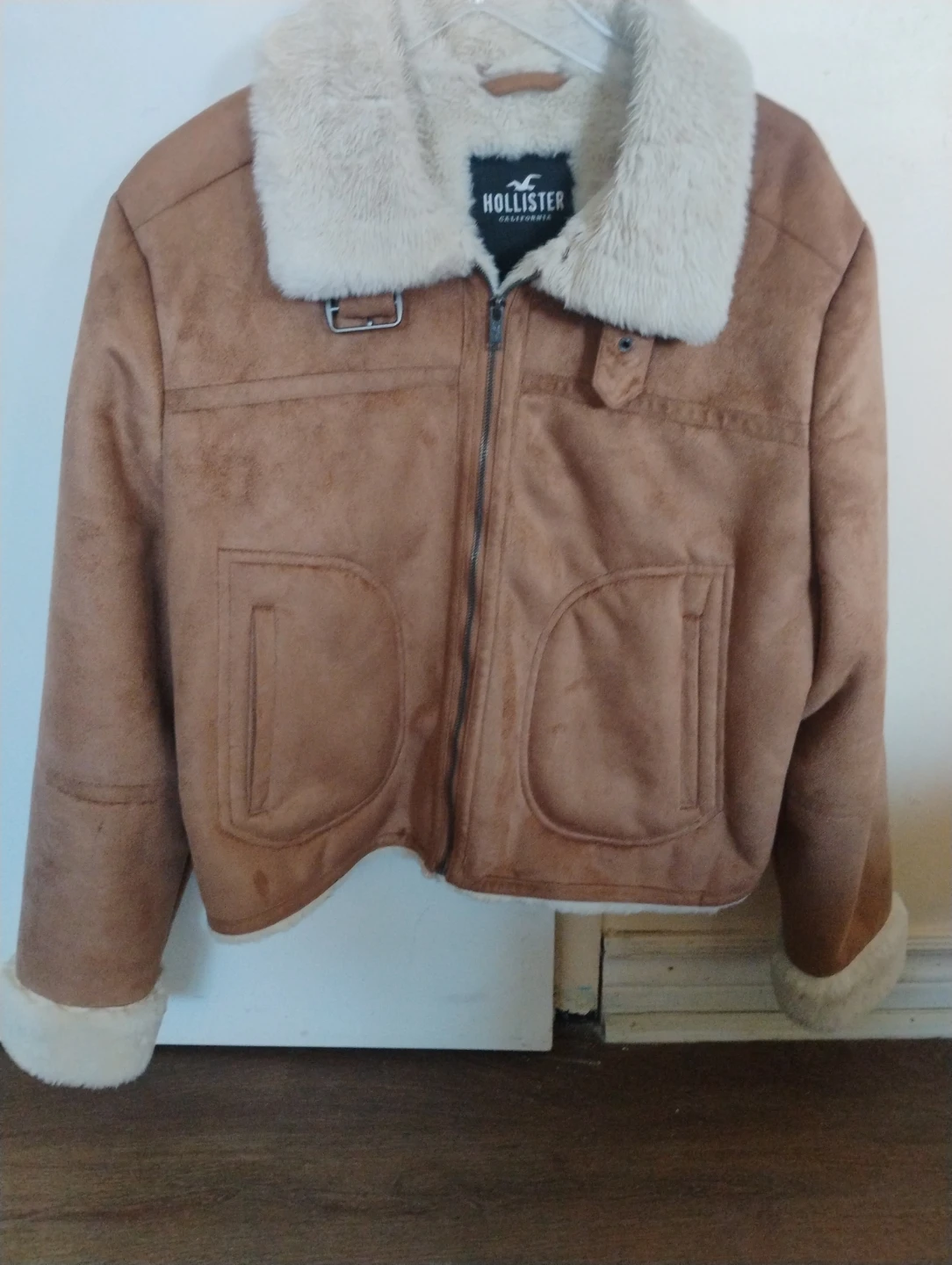 Hollister Faux Suede Sherpa Lined Bomber Jacket