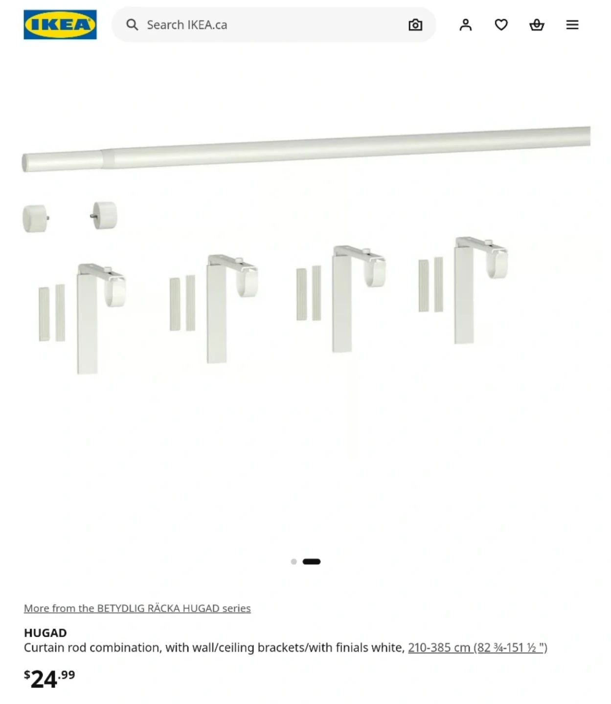 IKEA HUGAD Curtain Rod Combination (White)Pair (total 2 ) - photo 2
