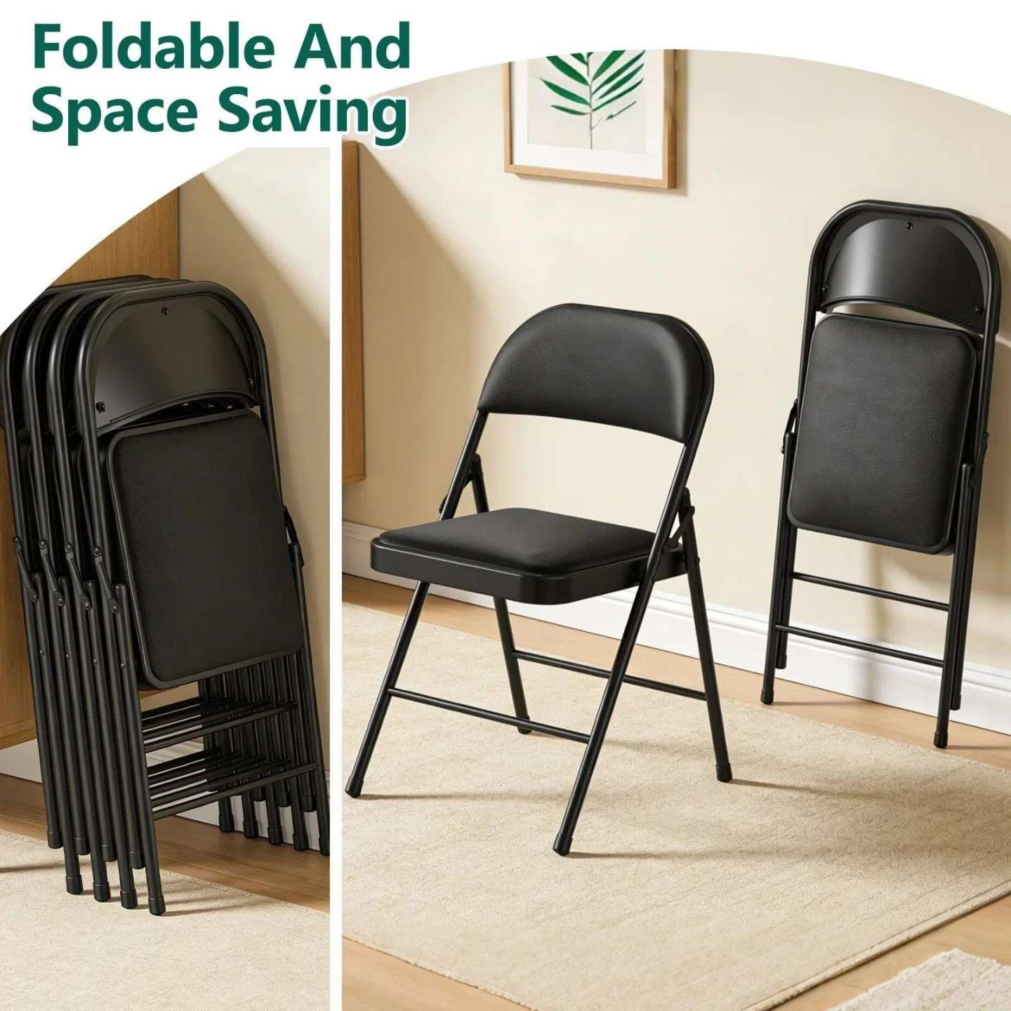 Black Folding Chairs - 4 Pack - photo 4