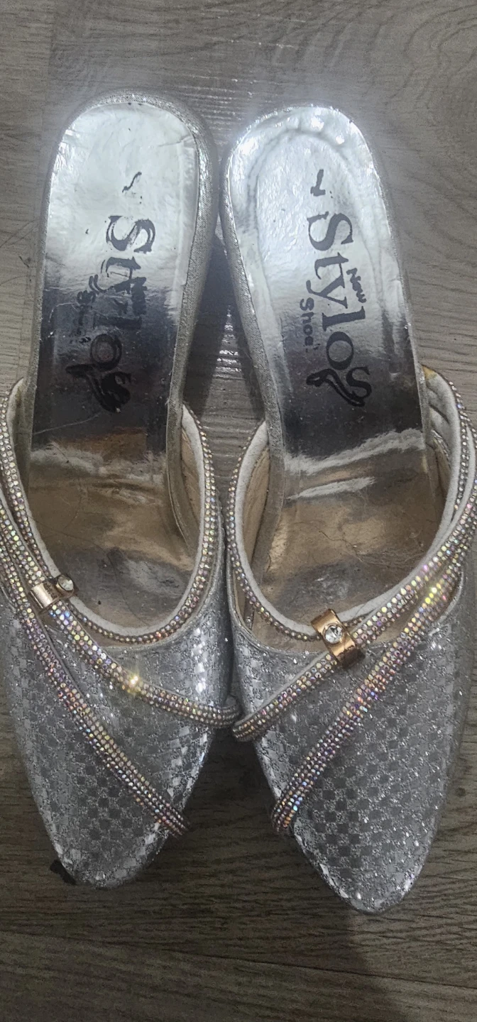 New Stylo Shoe Silver Sparkly Mules