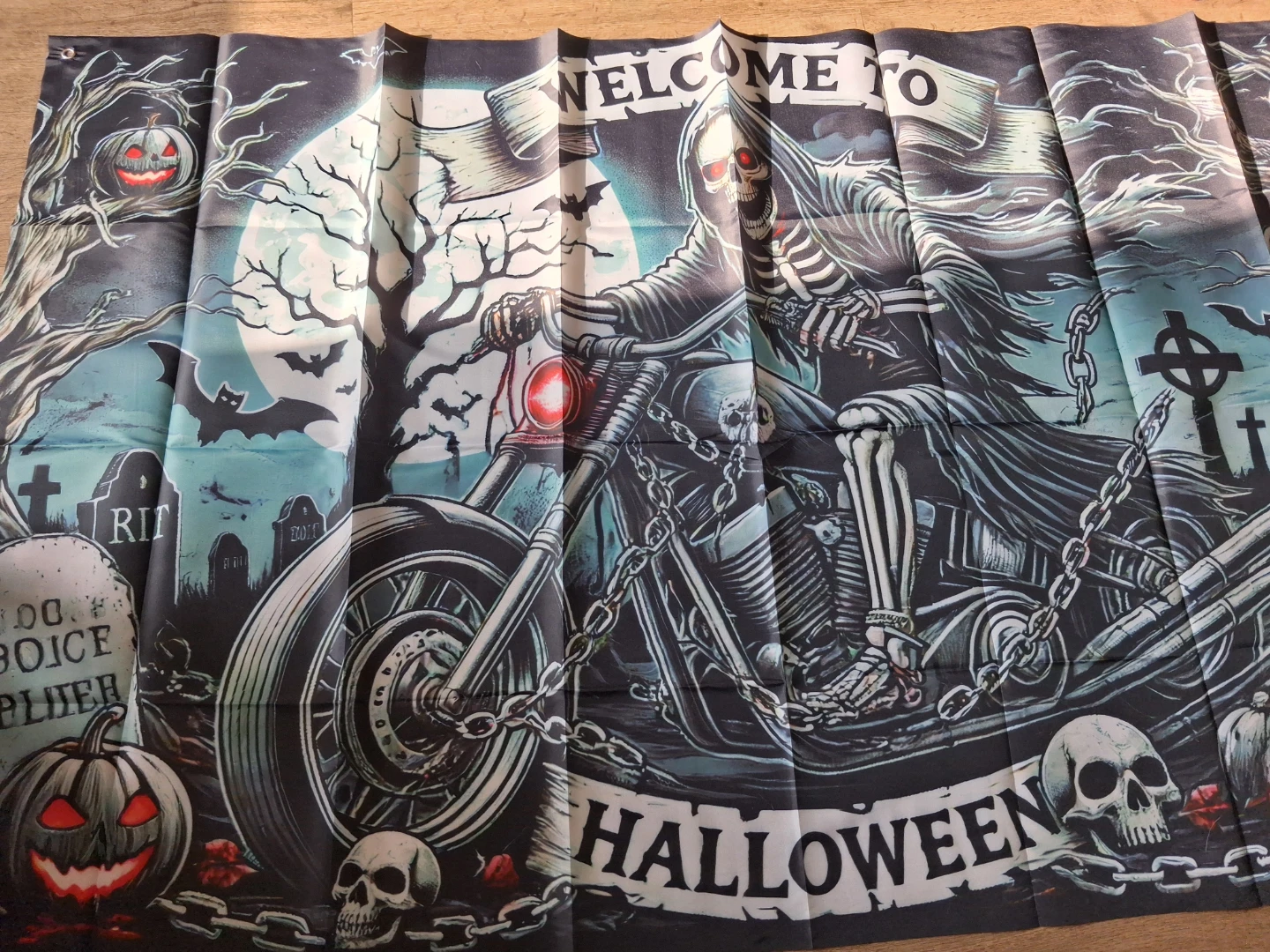 Halloween Grim Reaper Motorcycle Fabric Banner