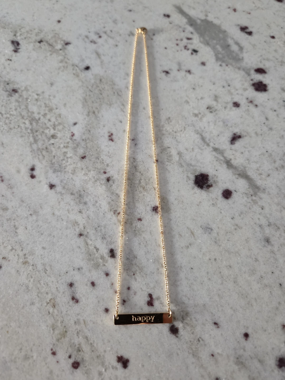 Gold 'Happy' Bar Necklace