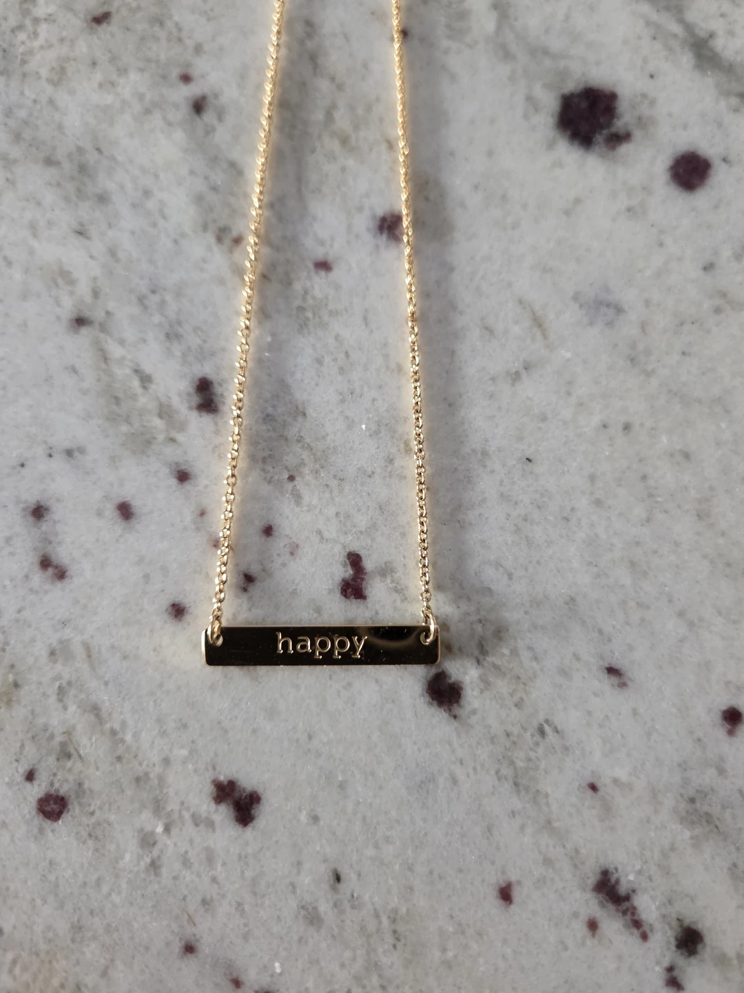 Gold 'Happy' Bar Necklace - photo 2