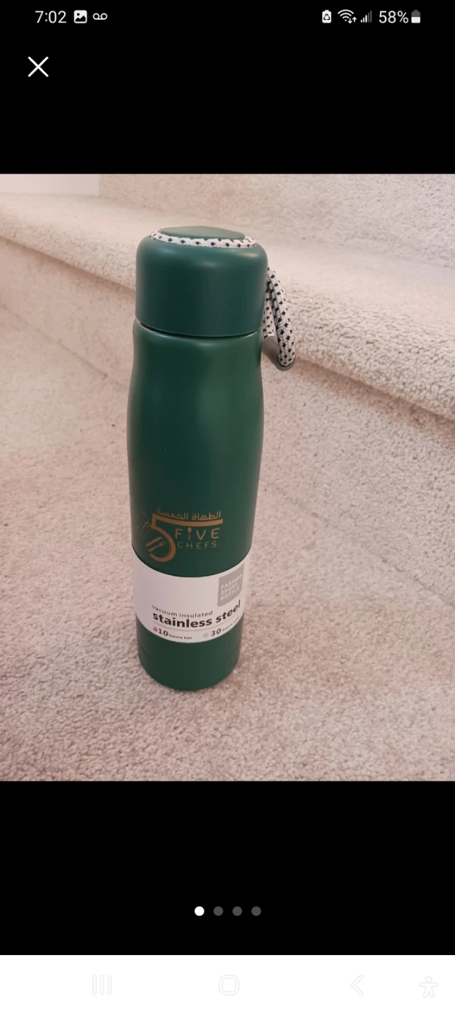 Five Chefs Green Stainless Steel Water Bottle