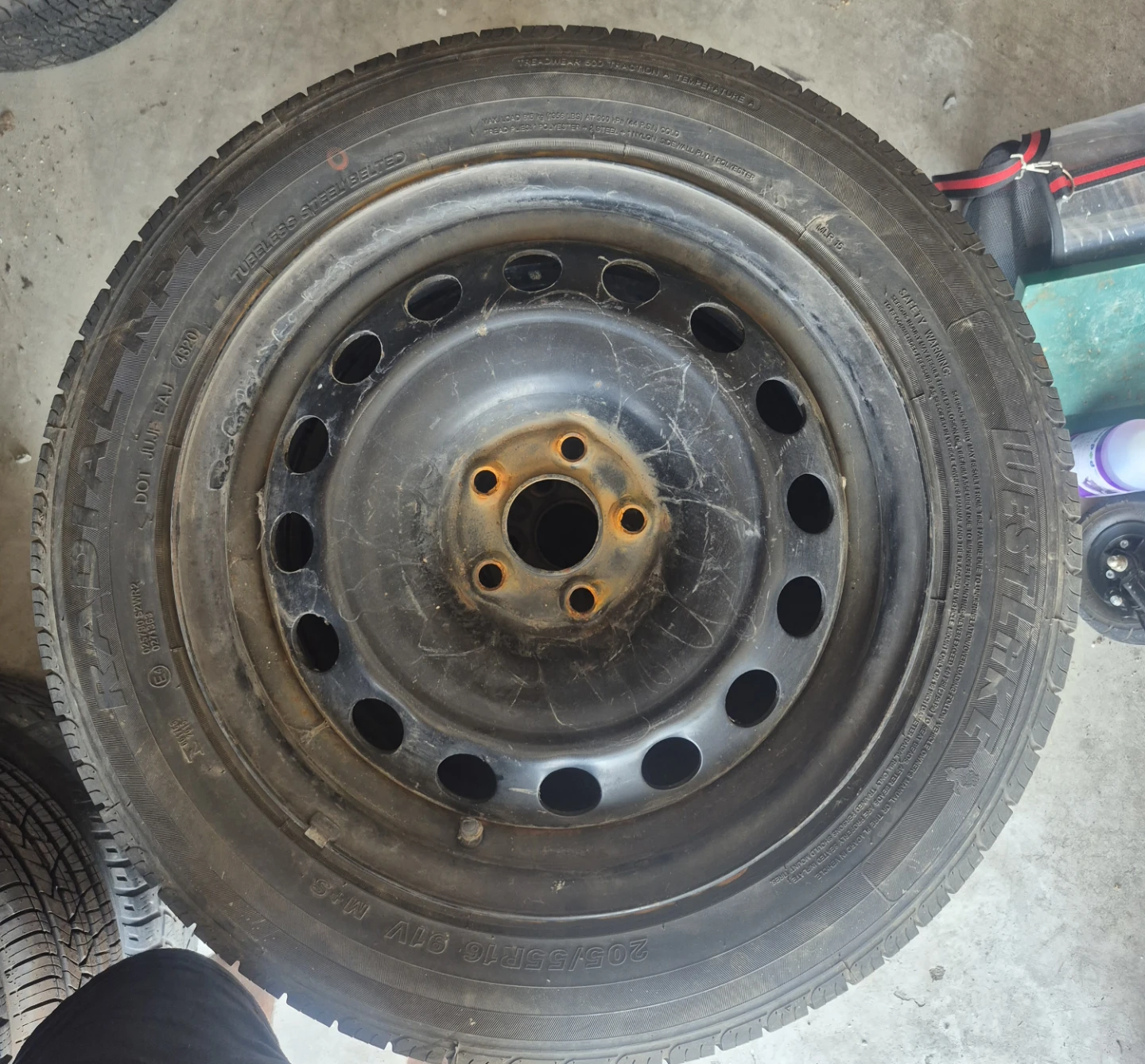 Good Set of 4 Tires PLUS RIMS Sixe 205 55 R16 M+S *REAL DEAL* - photo 3