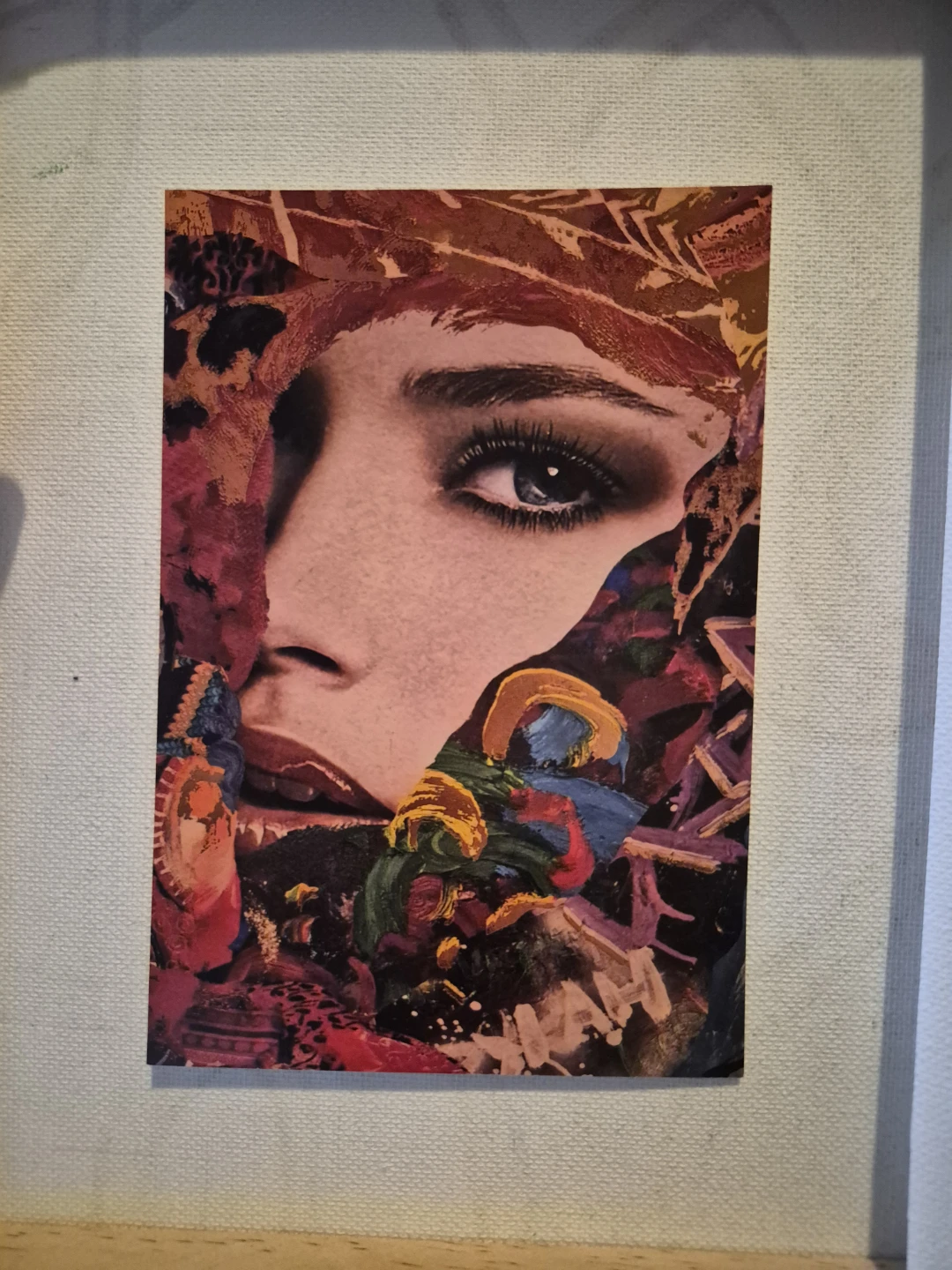 Collage Art Print - Woman's Face and Abstract Design