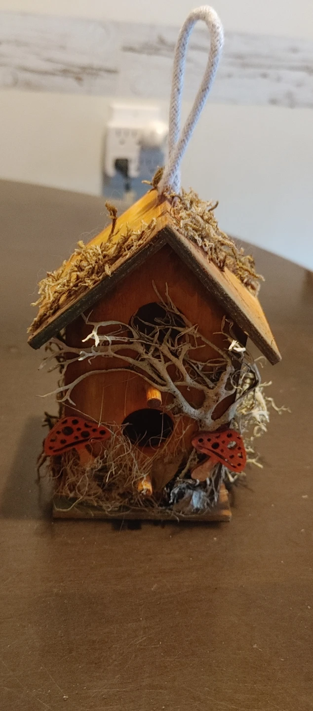Decorative Birdhouse with Mushrooms