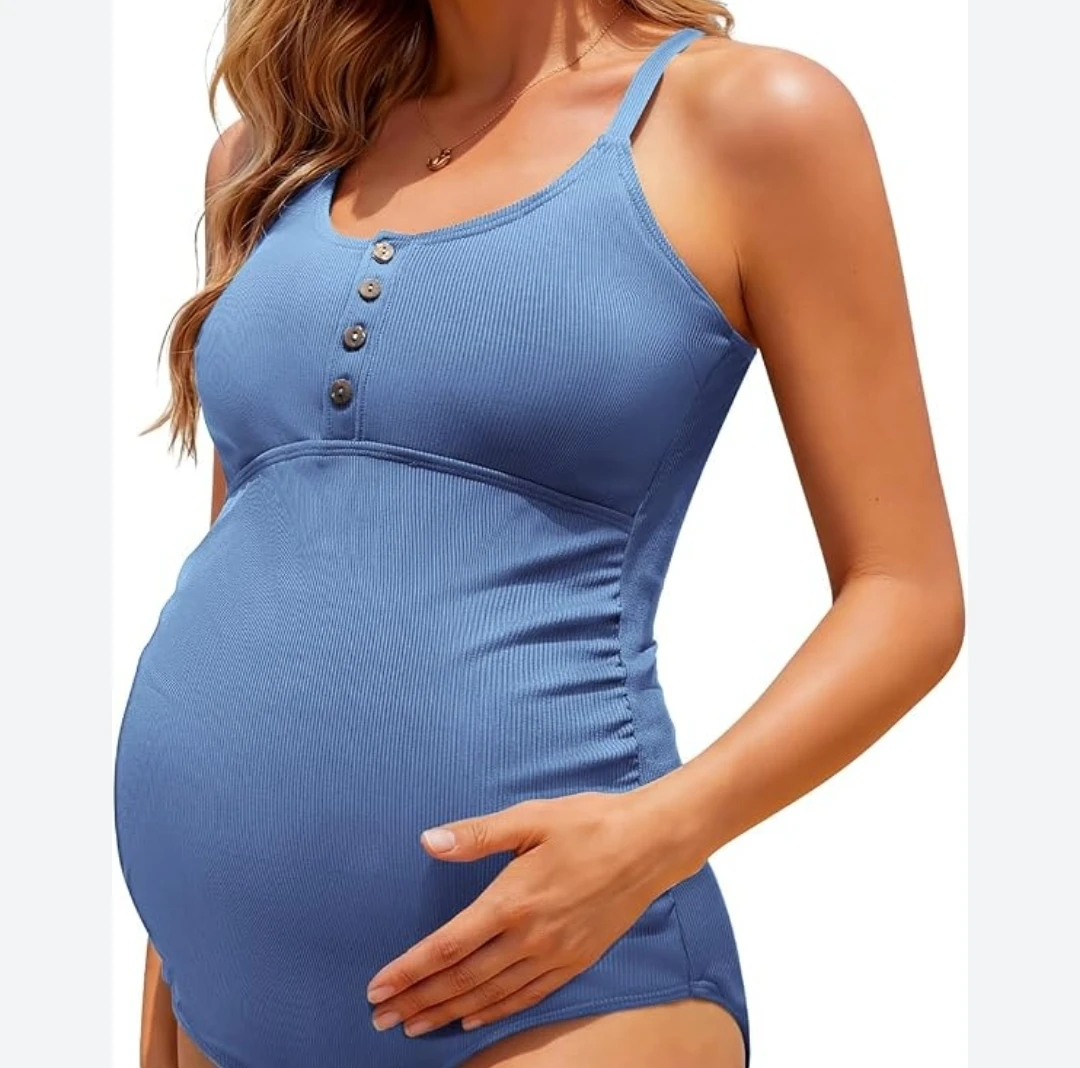Blue Maternity One-Piece Swimsuit