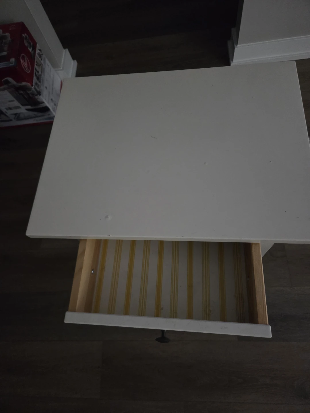 White Side Table or Nightstand with Drawer - photo 2