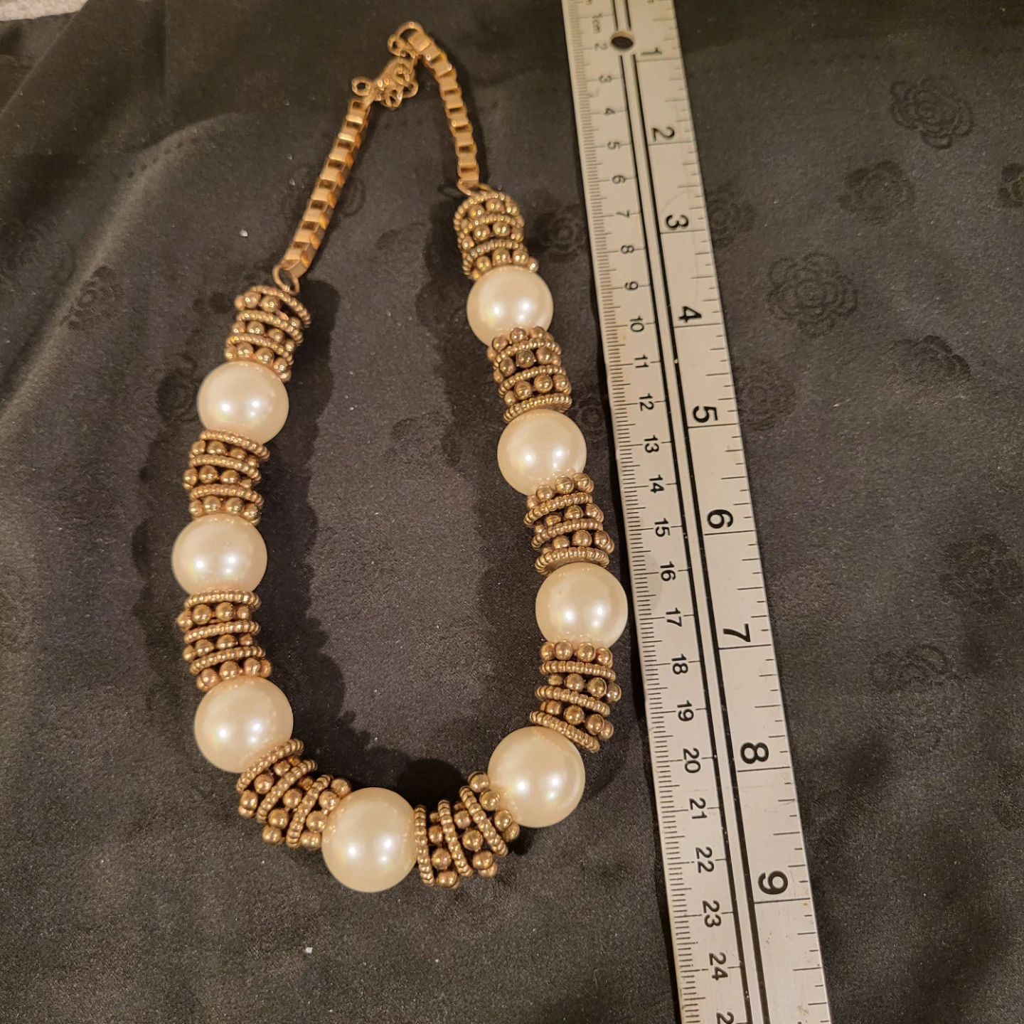 Gold Tone Faux Pearl Necklace