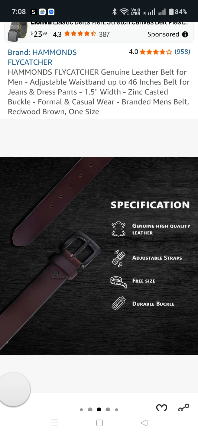HAMMONDS FLYCATCHER Genuine Leather Belt - photo 4