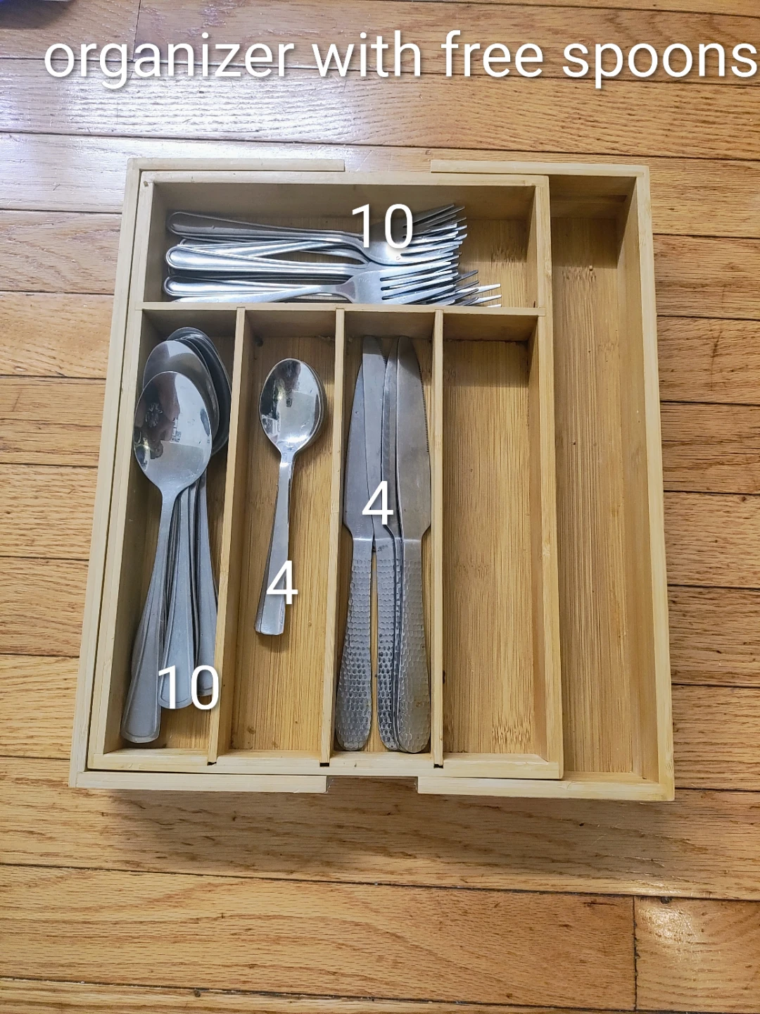 Bamboo Cutlery Organizer with Utensils